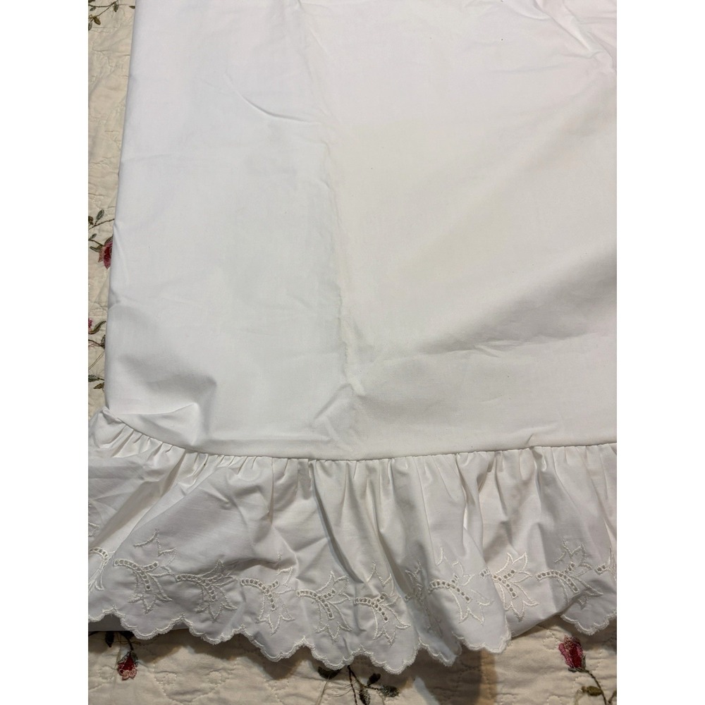 Vtg Ralph Lauren Flat Sheet Full White Eyelet Cotton Log Cabin Patience Cotton